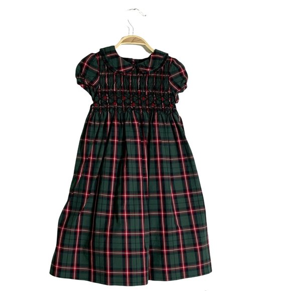 Janie and Jack Smocked Plaid Holiday Red Green Dress Toddler 3T - Picture 1 of 12
